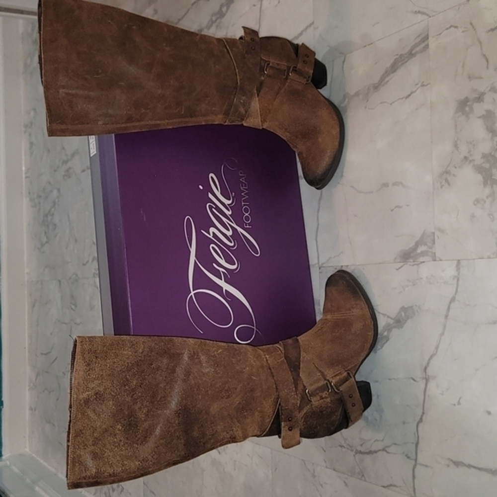 Fergie Famous Too‎ Bark Leather Harness Boots Women's 6 Gently Used Condition